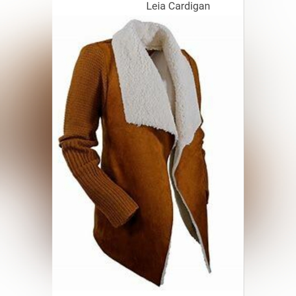 Leia Women's Cozy Brown and Cream Cardigan